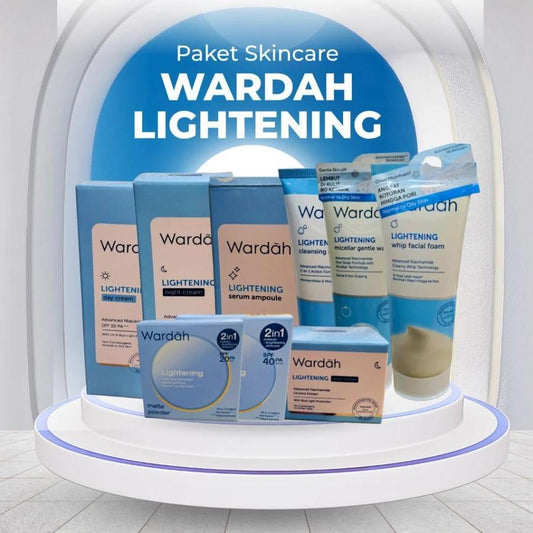 Wardah Lightening Complete Skincare Set – Day & Night Cream, Serum, Toner, Wash & Powder