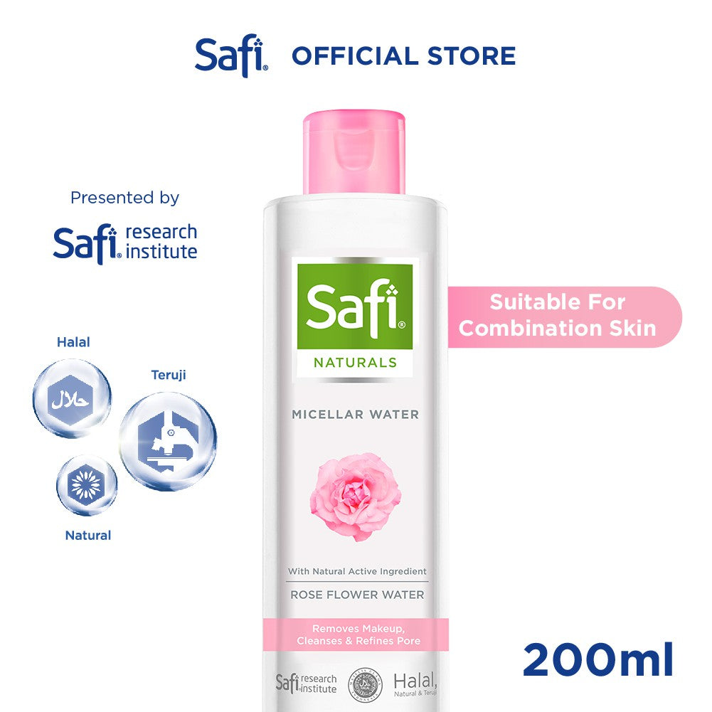 SAFI - Naturals Micellar Water - With Rose 200ml - Pembersih Wajah