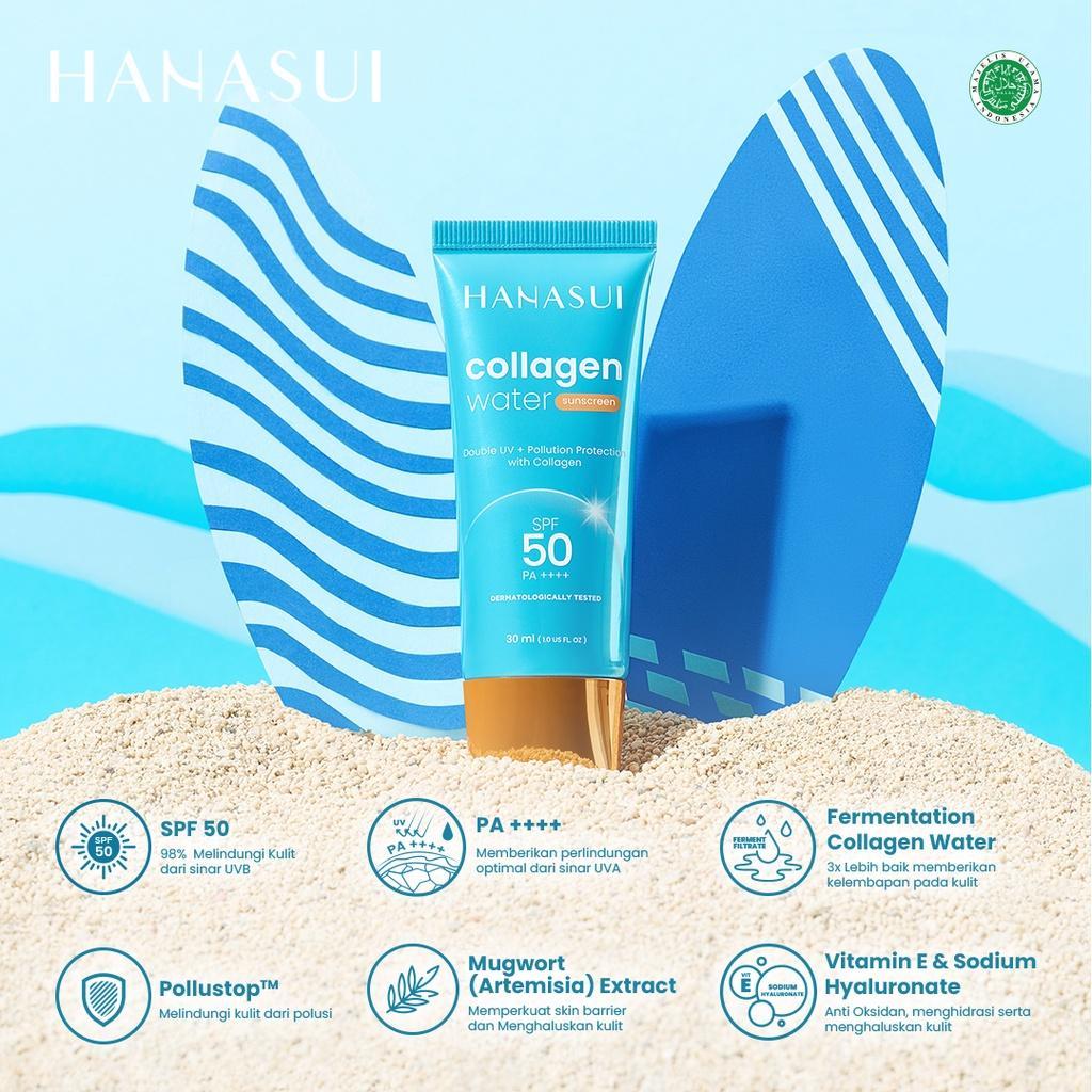 Hanasui Collagen Water Sunscreen SPF50 PA+++ & SPF30 PA+++ 30ml - Lightweight, Hydrating, Non-Greasy Formula for Daily Protection