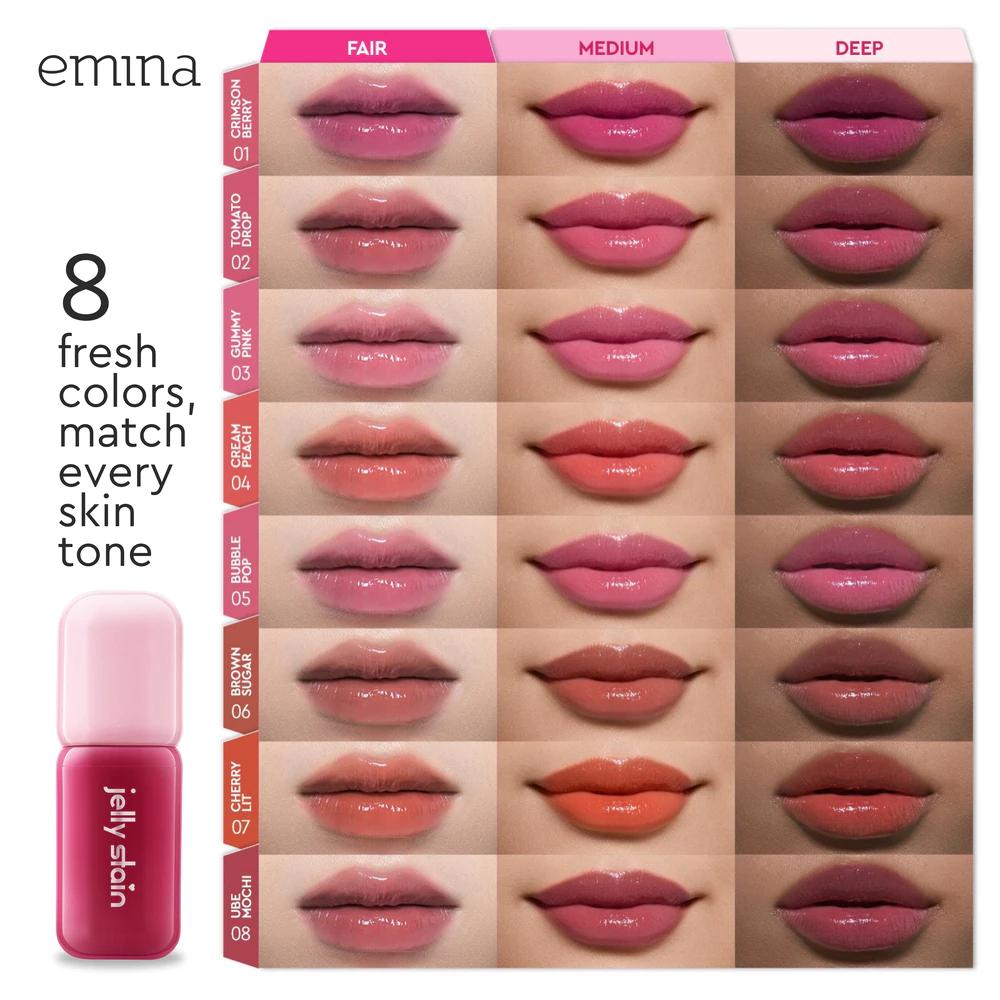 EMINA - Jelly Stain & Glass Tint | Glossy Lip Tint with Hydrating Finish