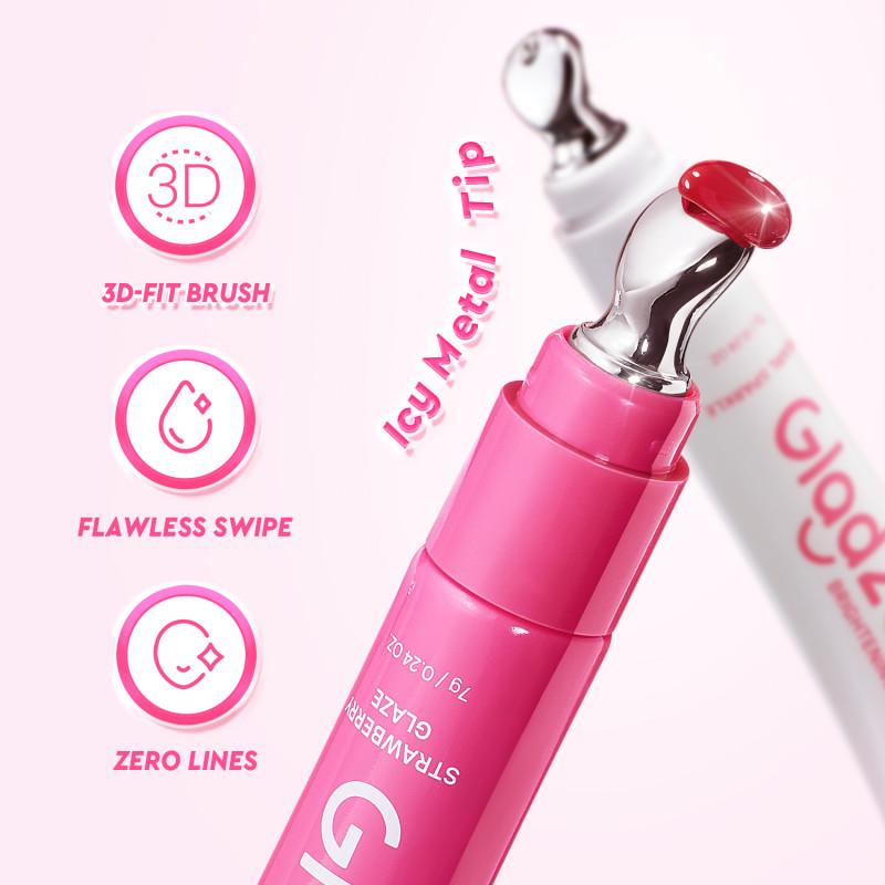 Glad2Glow BRIGHTENING LIP SERUM 7g - PEACH PIE/PEARL SPARKLE/STRAWBERRY GLAZE 3in1 Brightening Moisturizing Color Enhancement Lip Treatment for Versatile Lip Care