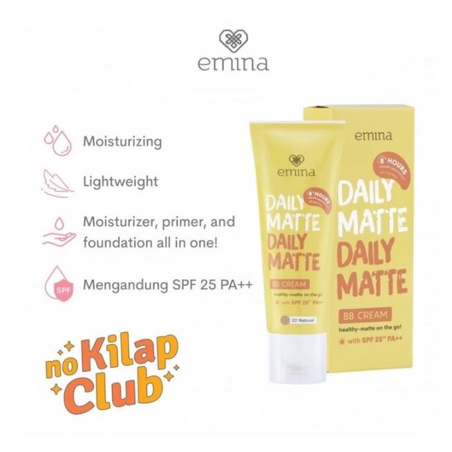 Emina Daily Matte BB Cream SPF25 PA++ 16 gr - Melembabkan, Matte Finish, Oil Control