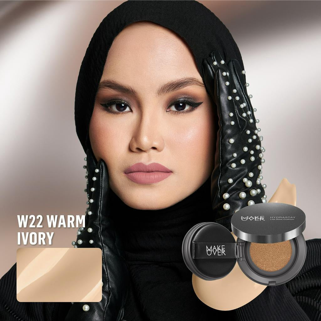 MAKE OVER Hydrastay Lite Glow Cushion 15 g - Cushion atau Foundation Compact untuk Dry Skin atau Kulit Kering BEST SELLER High Coverage Concealer Foundation Make Up Makeup