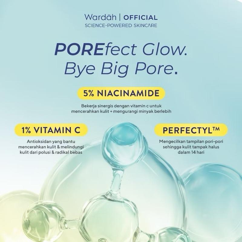 Wardah Perfect Bright C-Glow Serum - Pore Blurring, Peeling & Brightening with C-Vitamin Complex for Sensitive Skin - 15ml