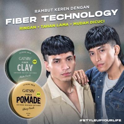 GATSBY Fiber Pomade Glossy Finish – 80 g Strong Hold | Glossy Shine | Easy Wash-Off Styling Pomade