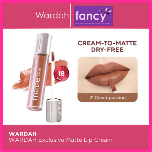 Wardah Exclusive Matte Lip Cream Tasya Farasya 21 Creampuccino 18 Shades SPF20 PA++ Non-Dry Formula High Pigmented Cream Texture