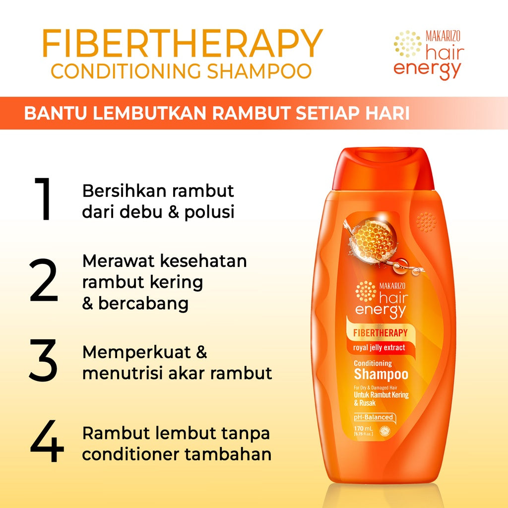 PAKET ISI 2 - Makarizo Hair Energy Fibertherapy Conditioning Shampoo Royal Jelly 170mL