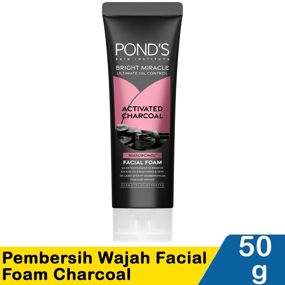 POND'S Activated Charcoal Facial Foam Cleanser for Bright & Detoxed Skin - Deep Clean Purify 100g Tested by Dermatologists