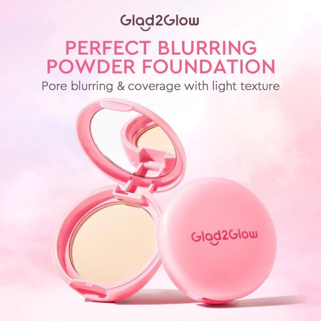 GLAD2GLOW Perfect Blurring Powder Foundation | G2G Pressed Powder with BB Cream Finish | Smooth & Long‑Lasting Makeup