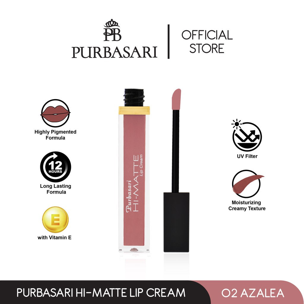 Purbasari Hi-Matte Lip Cream 02 Azalea / Matte Lipcream / Matte Lipstick - Lembut Tahan Lama Pelembab Pigmentasi Tinggi