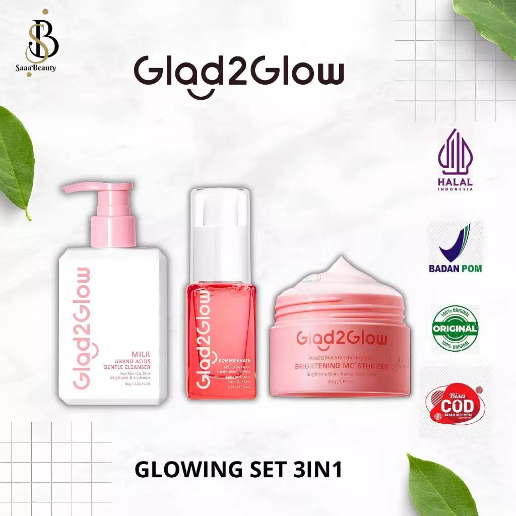 GLAD2GLOW 3in1 Bundle – Glow-Up Kit with Serum & Moisturizer, Milk & Pomegranate