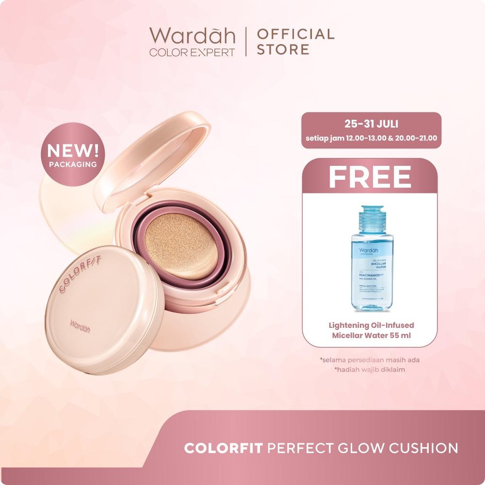 Wardah Colorfit Perfect Glow Cushion Make Up – 15g Medium to High Coverage with SPF 40 PA+++ & 12H Stay