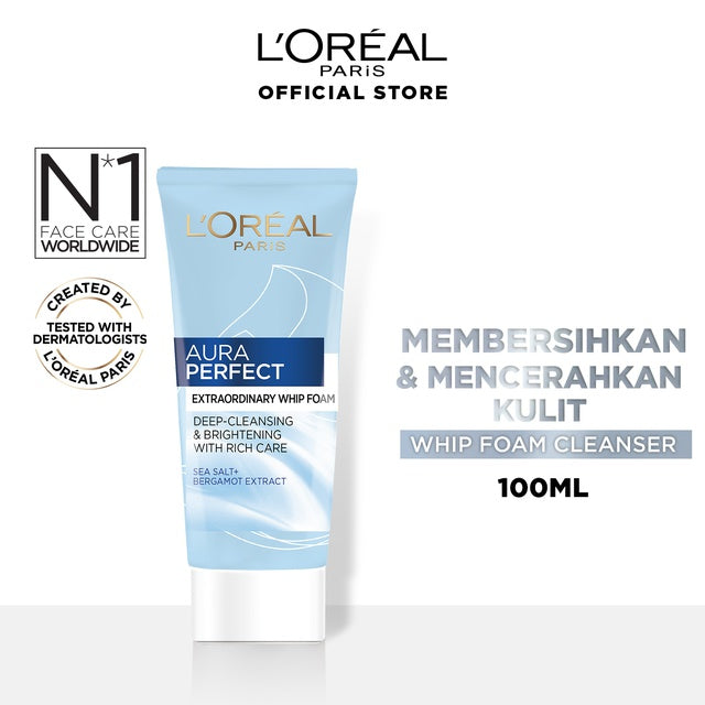 L'Oreal Paris Aura Perfect Whip Foam 100 ml - 2 Pcs -Skincare Facial Cleanser Wash Loreal