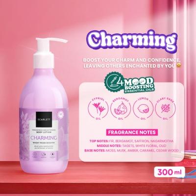 Scarlett Fragrance Brightening Body Lotion – Charming 300ml | Luxurious Daily Moisturizer with Glutathione & Niacinamide | Long-Lasting Scent & Radiant Skin