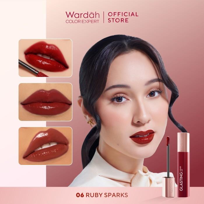 Wardah Glasting Liquid Lip | High-Pigment Glossy Color | Lightweight | Non-Sticky | Transferproof | Serba Ada!