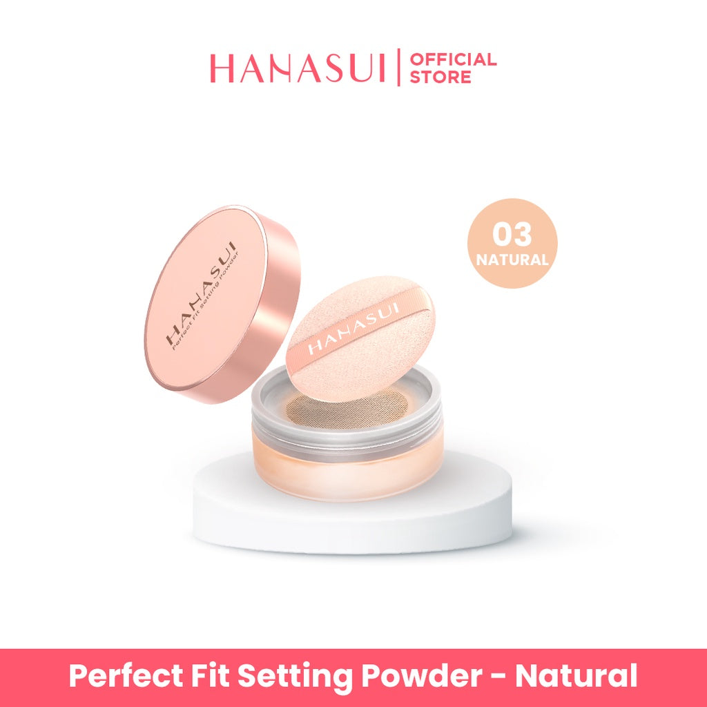 Hanasui Perfect Fit Setting Powder - Bedak Tabur Halus Ringan Natural Coverage Menyerap Minyak Berlebih Mengandung Vitamin E Anti Polusi