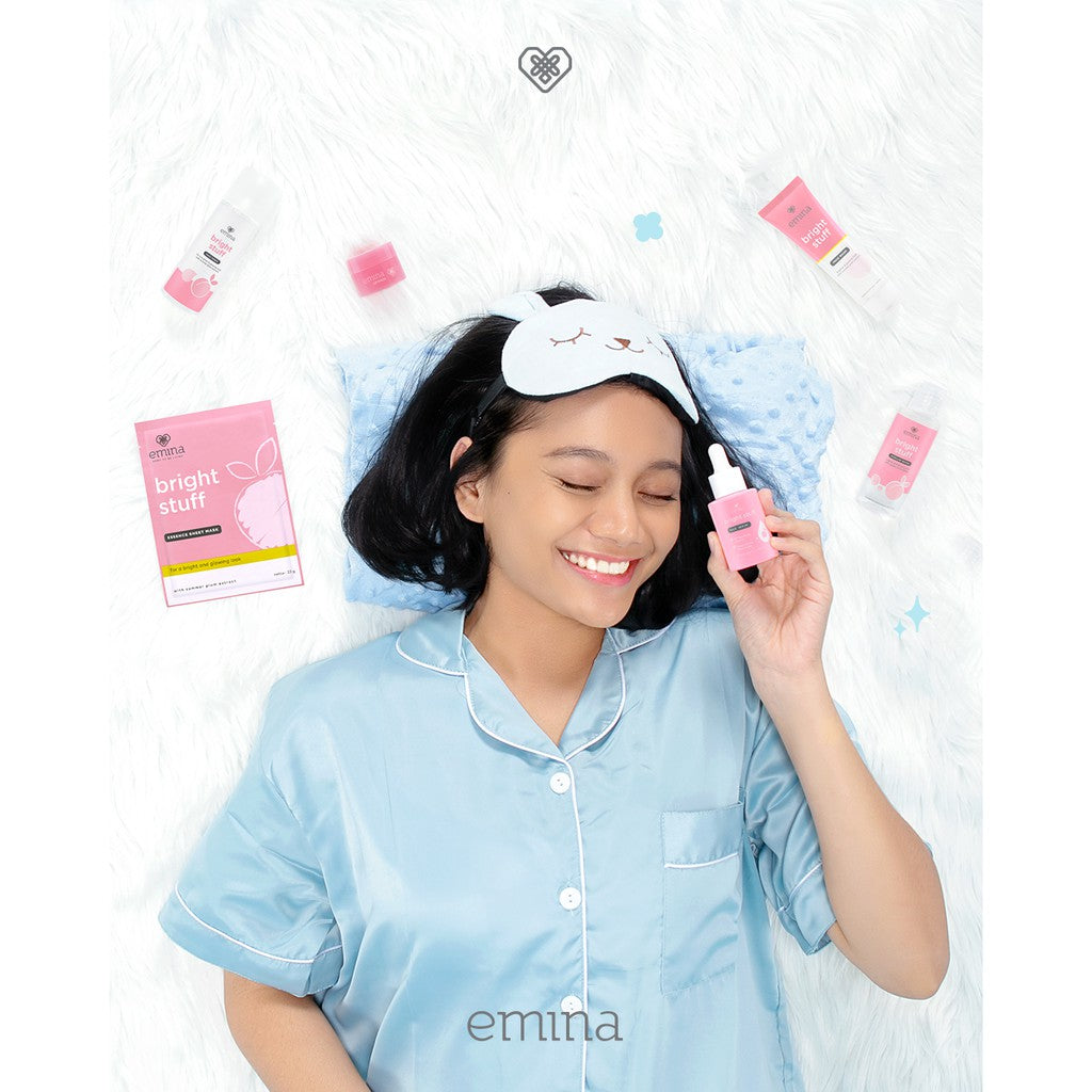 Emina Bright Stuff Essence Sheet Mask 23 g - Masker Wajah Cerah Kenyal dan Glowing