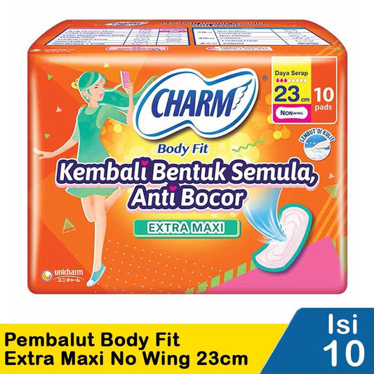 Charm Body Fit Extra Maxi 23cm Sanitary Pads – 10’s Non-Wing | Slim, Secure & Daily Comfort for Light to Moderate Flow