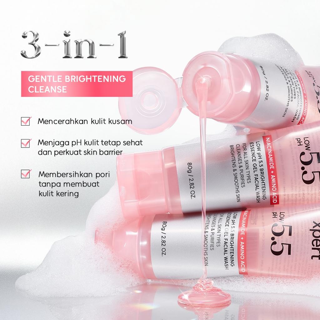Lumixpert Low pH 5.5 Brightening Essence Gel Facial Wash Cleanser Instant Glow,Pencuci Wajah Brightening Pembersih Pori