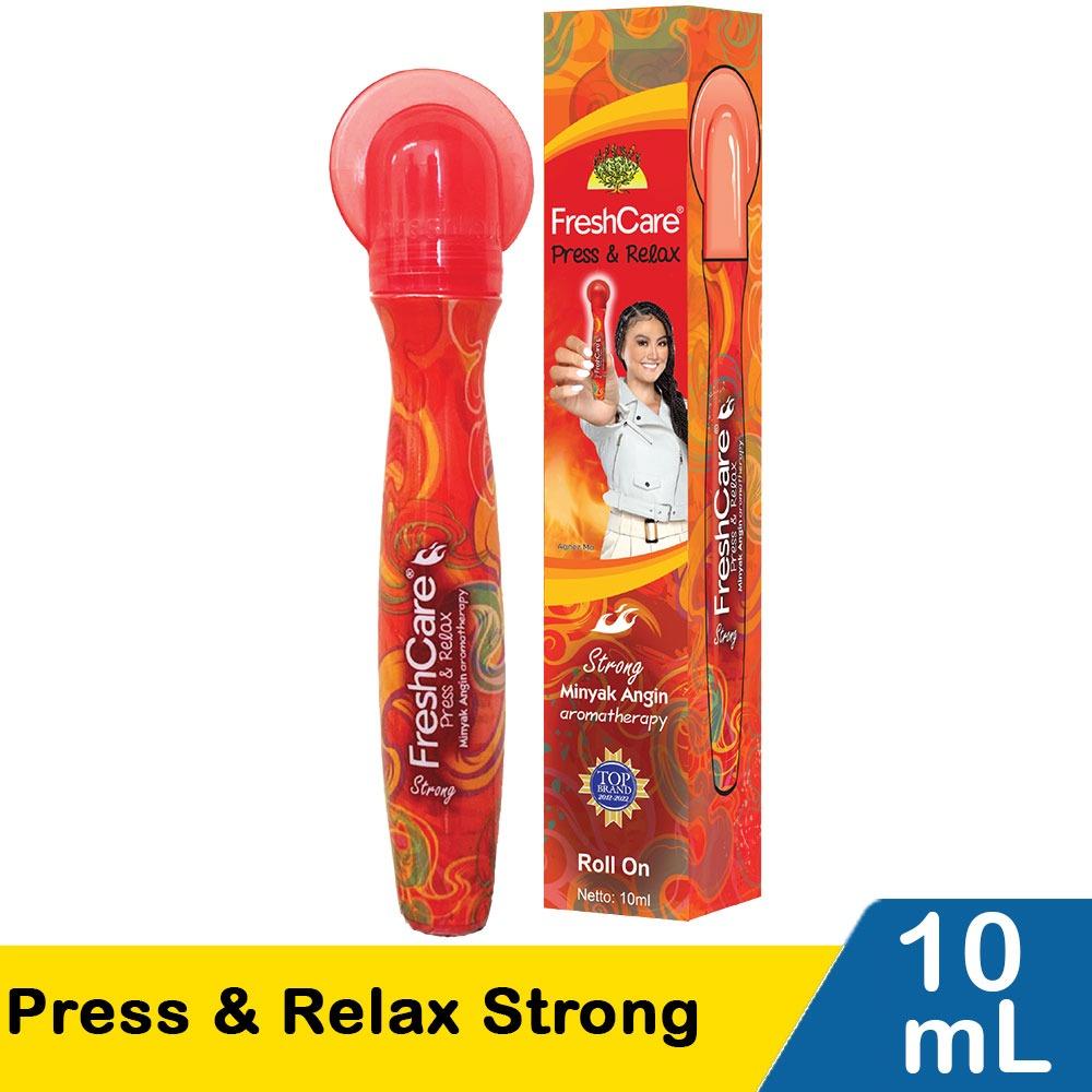 FreshCare Press & Relax Strong Roll-On - Extra Cooling Aromatherapy Oil for Instant Relief & Relaxation 10ml