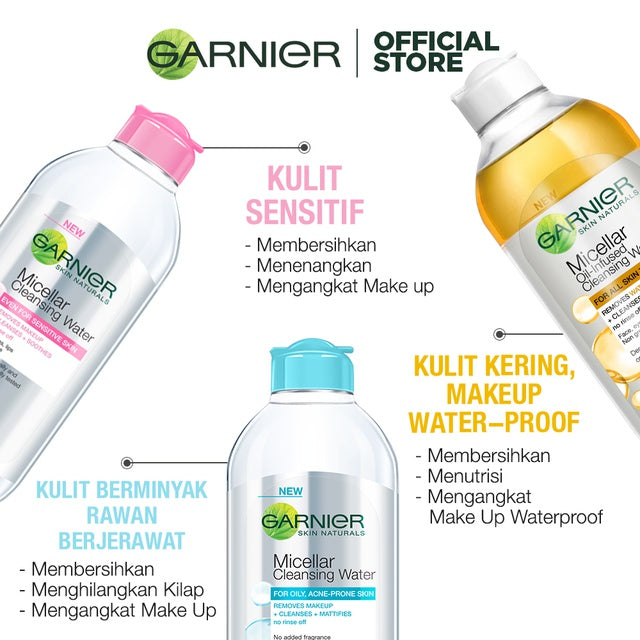 [PAKET HEMAT ISI 3] GARNIER Micellar Water Pink Skin Care 125ml Skincare Cleansing - Pembersih Wajah & Make up untuk Kulit Sensitif Micellar Cleansing Water