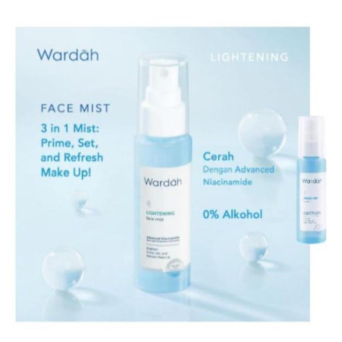 Wardah Lightening Face Mist 60ml - Spray 3-in-1Untuk Primer, Setting Spray & Refresh