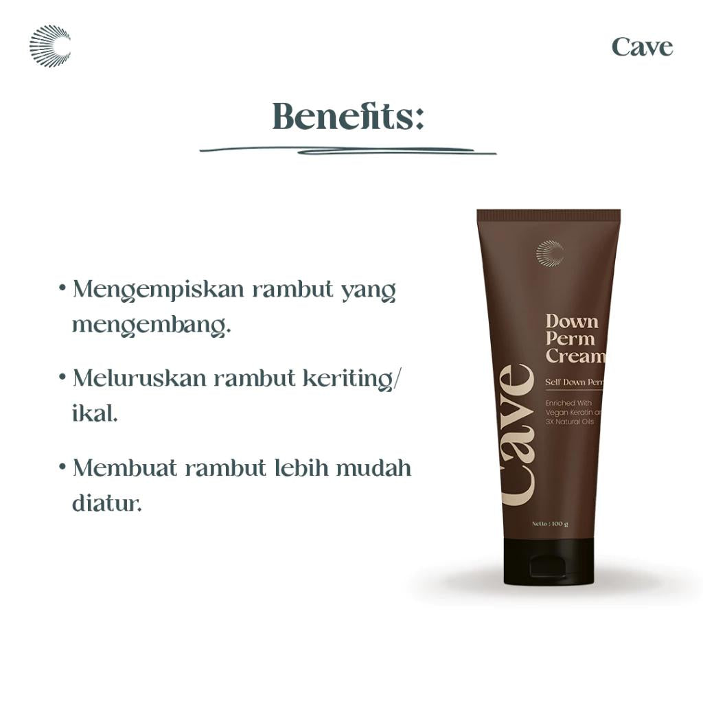 Cave Official Store Down Perm Cream 100g - Self Down Perm Gel for Men's Hair Styling with Smoothing Effect
