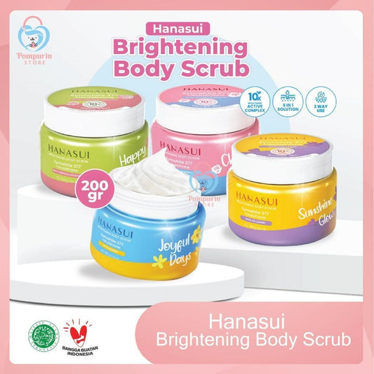 Hanasui Brightening Body Scrub 200g - Skin Brightening & Exfoliating Formula - Happy, Joyful Days, Sunshine Glow Variants