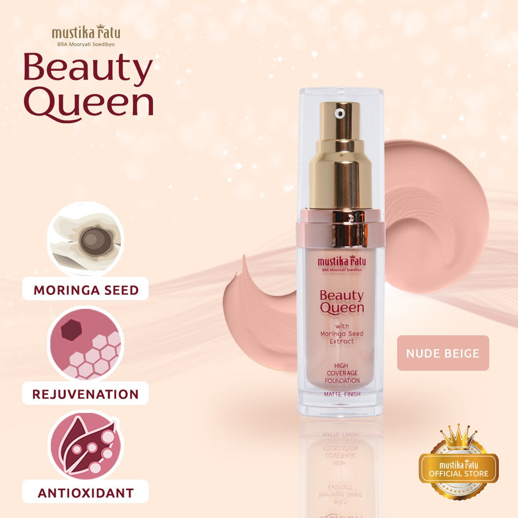 Beauty Queen High Coverage Foundation Matte Finish SPF30 shade Nude Beige Mustika Ratu