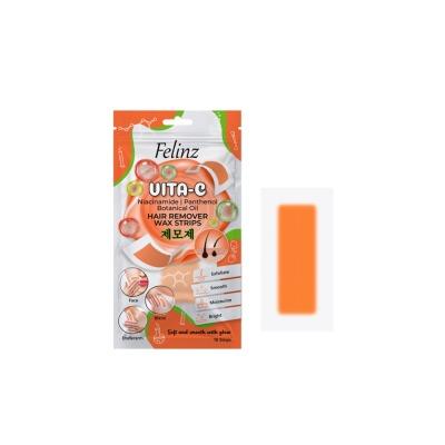 Felinz Wax Strip Vita-C – Facial Hair Removal 10 Strips | Brightening & Gentle Waxing for Face | Smooth, Hair-Free Skin with Vitamin C Boost