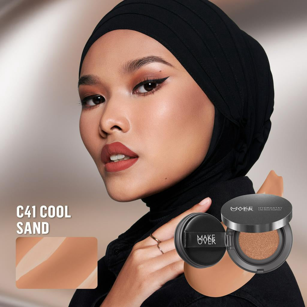 MAKE OVER Hydrastay Lite Glow Cushion 15 g - Cushion atau Foundation Compact untuk Dry Skin atau Kulit Kering BEST SELLER High Coverage Concealer Foundation Make Up Makeup