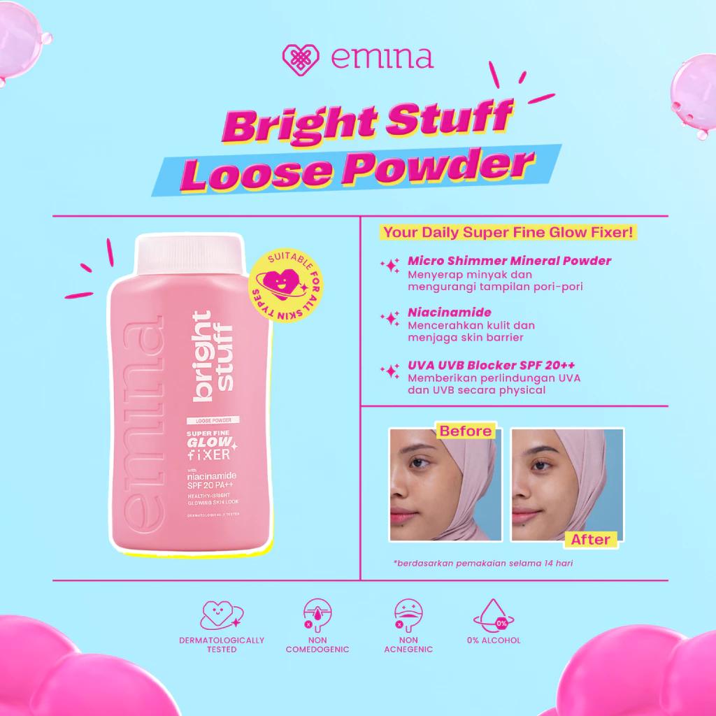 Emina Bright Stuff Loose Powder 55 g - Instant Brightening Loose Powder, Matte Finish, Oil Control