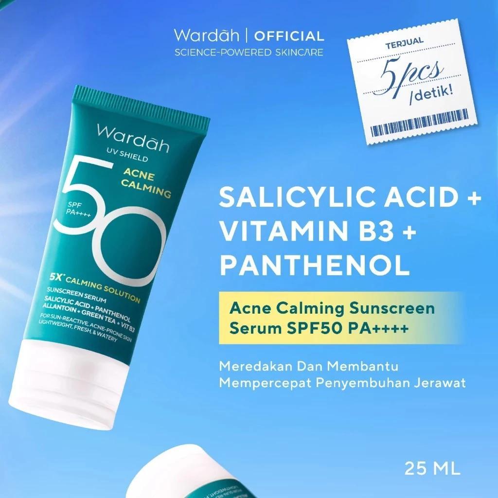 Wardah Acne Calming Sunscreen Serum – SPF 50+ PA++++ UV Shield 25ml