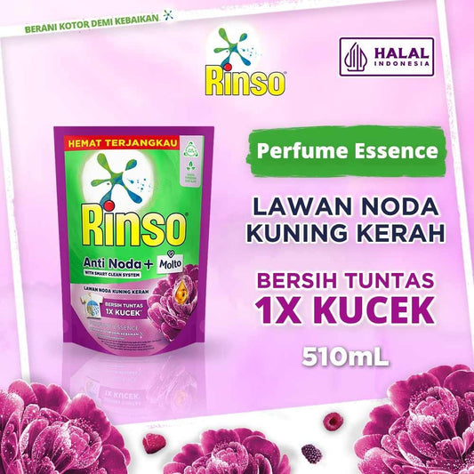 Rinso Liquid Detergent + Molto Perfume Essence 510ml – Intense Clean with Premium Perfume Freshness
