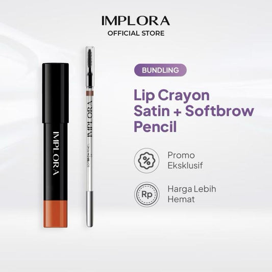 Implora GlamDuo Lip Crayon Satin + SoftBrow Pencil Set