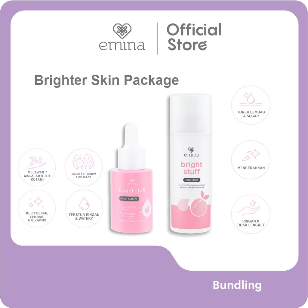 Emina Brighter Skin Package (Face Serum & Face Toner) - Paket Perawatan Mencerahkan Anti Kusam