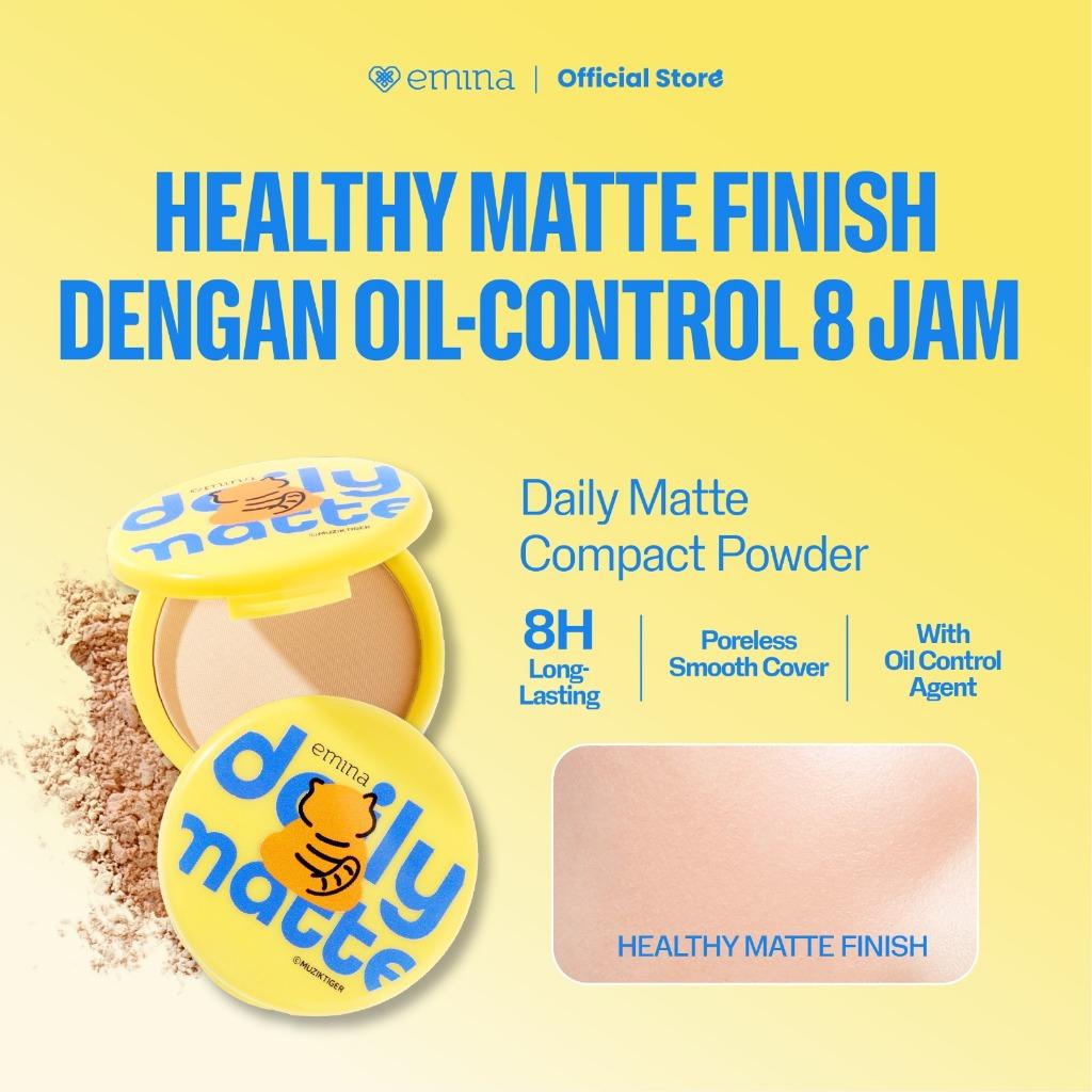 Emina Daily Matte Compact Powder x Muzik Tigerr 11g – Limited Edition Oil Control Compact with Soft Matte Finish & Cute Korean-Inspired Design
