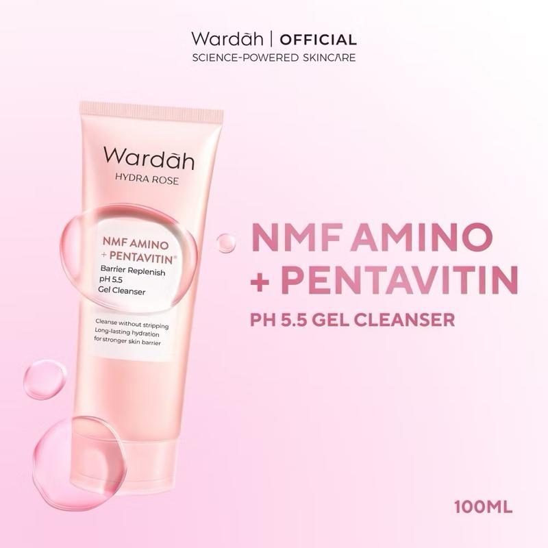 Wardah Hydra Rose Gentle Skin Barrier Cleanser with NMF & Pentavitin – pH 5.5 Hydrating Face Wash