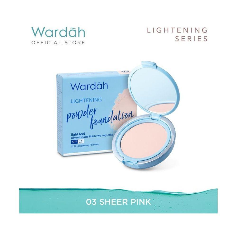 Wardah Lightening Two Way Cake 03 Sheer Pink 12g | Bright Matte Finish for Pinkish Glow