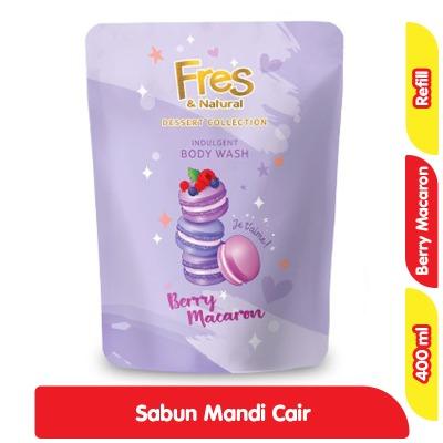 Fres & Natural Dessert Collection Body Wash – Berry Macaron Refill 400ml | Sweet & Fruity Scented Shower Gel for Smooth, Fresh, and Fragrant Skin | Indulge in Dessert-Like Body Care