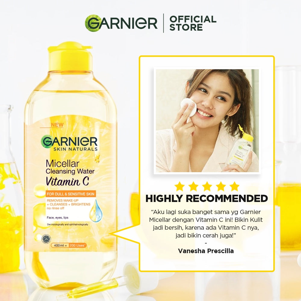Garnier Micellar Water Vitamin C 125ml 3 pcs - Skincare Pembersih Wajah & Makeup Kulit Cerah