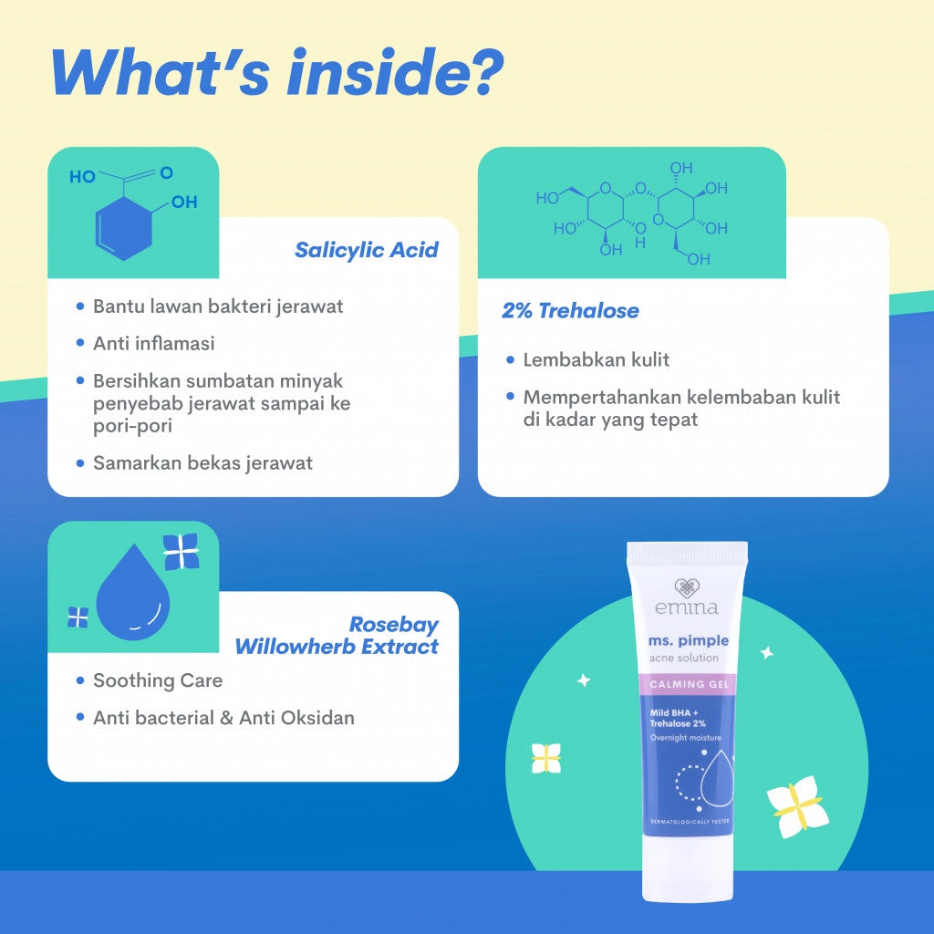 Emina Ms. Pimple Acne Solution Calming Gel 20 mL - Pelembab Malam Hari Atasi Jerawat dalam 7 Hari!