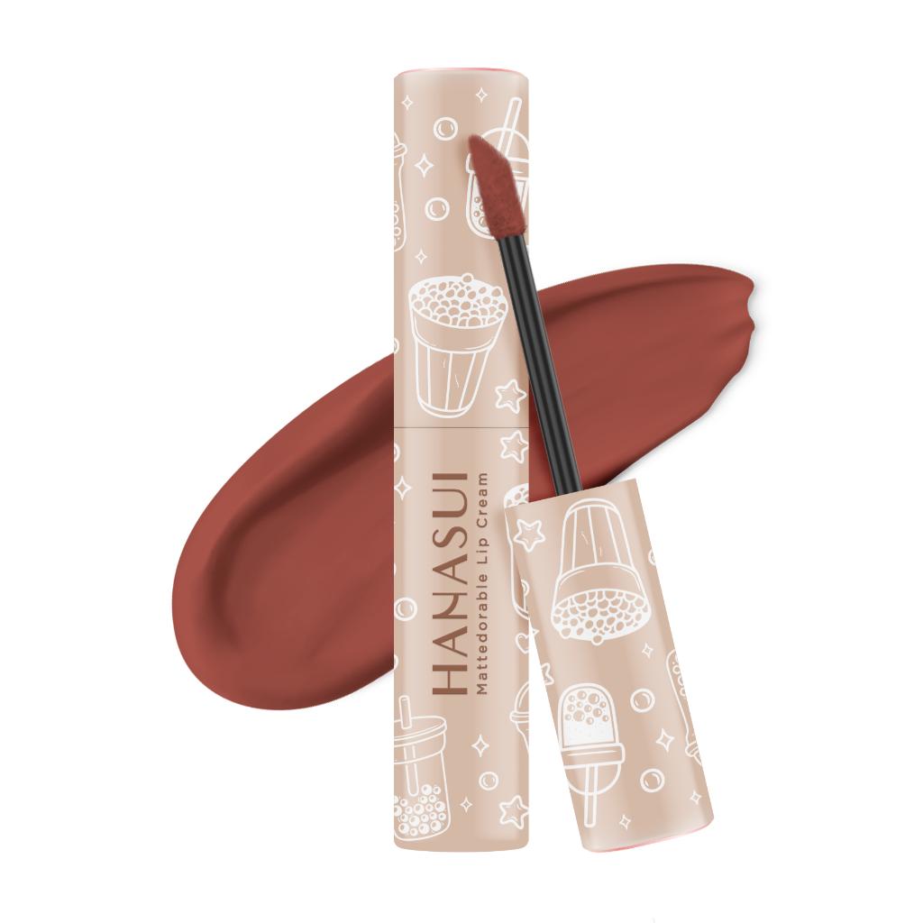 Hanasui Mattedorable Lip Cream Matte - Matcha Latte & Boba Series Halal Certified Lip Gloss