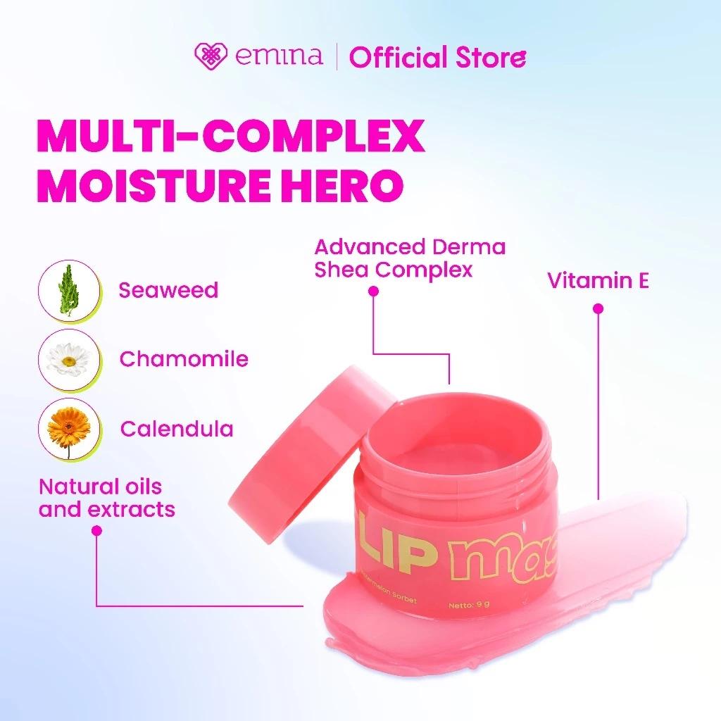 Emina Lip Mask x Muzik Tiger 9g - Moist Lip Treatment with 7 Natural Oils & Shea Butter for Brighter Smoother Lips