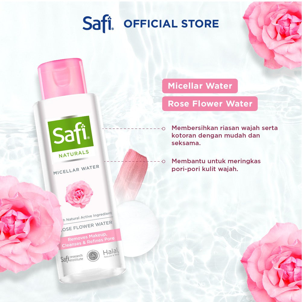 SAFI - Naturals Micellar Water - With Rose 100ml - Pembersih Wajah