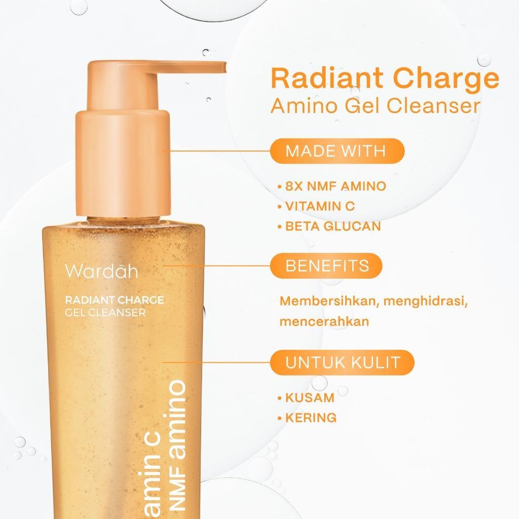 WARDAH Amino Gel Cleanser Vitamin C + 8X NMF Amino 120ml | Low pH Gentle Face Wash for Dull, Dry & Sensitive Skin | Hydrating & Brightening Skincare