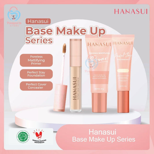 Hanasui Base Make Up Series - Poreless Mattifying Primer Perfect Stay Foundation & Perfect Cover Concealer Makeup Set