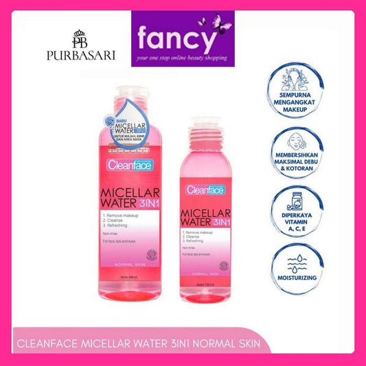 CLEANFACE Purbasari Micellar Water 3in1 – For Normal / Oily Skin – Makeup Remover & Cleanser