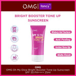 OMG OH MY GLOW Bright Tone Up UV Barrier Sunscreen SPF 50 PA++++ 25 ml | Sunscreen Bright Booster Mencerahkan dengan kandungan Serum Vit B3+C+E
