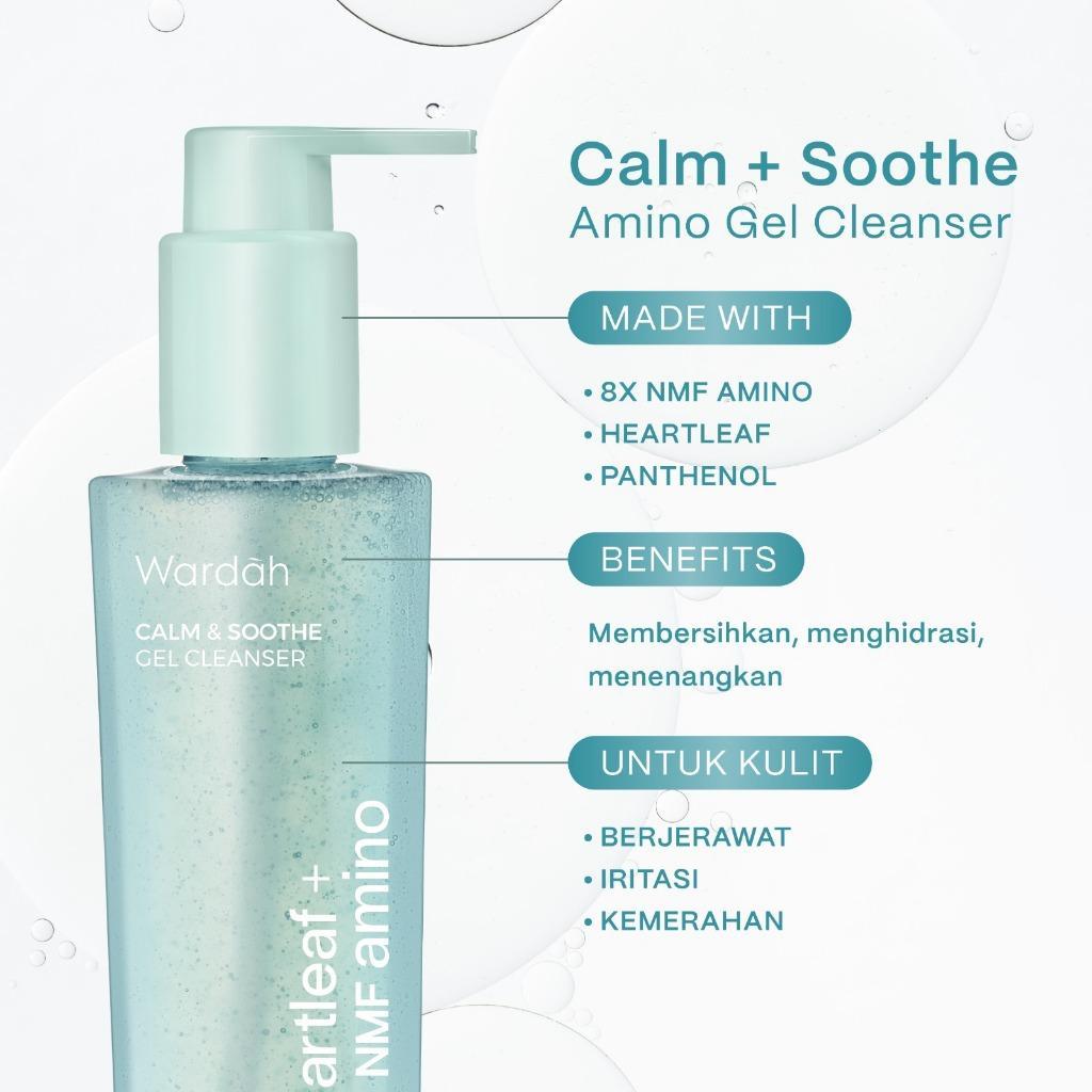WARDAH Heartleaf + 8X NMF Amino Calm & Soothe Gel Cleanser 120ml | Gentle Hydrating Face Wash for Sensitive Skin | pH Balanced | Daily Skincare